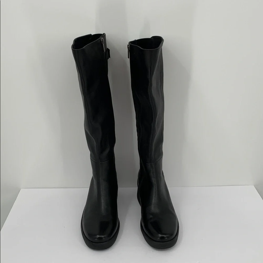 ABEO Passage tall knee high boots black leather wedge comfort zipper EUC 11
